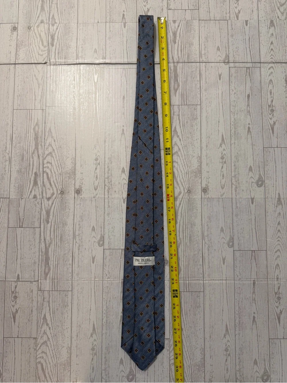 Pal Zileri Gruppo Forall Silk Tie, Blue Herringbone Geometric, Made in Italy‎